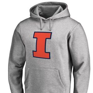 Illinois Fighting Illini Primary Team Logo Pullover Hoodie - Ash.
